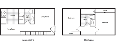 Sage Creek Apartments_Kennewick WA_Floor Plan_Two Bedroom One and a halfBathroom